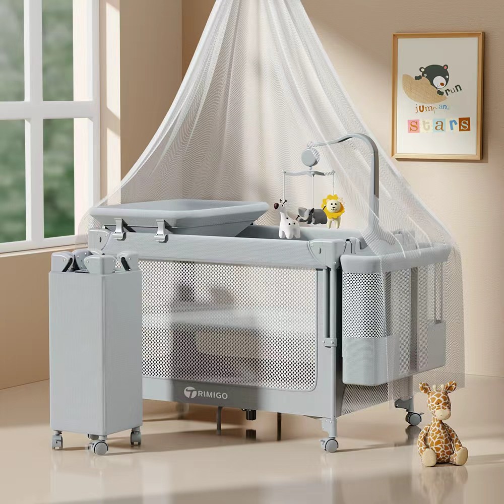 Trimigo 아기침대 휴대용 이동식 신생아 접이식 baby 침대, 라이트 그레이 - 271,980원
