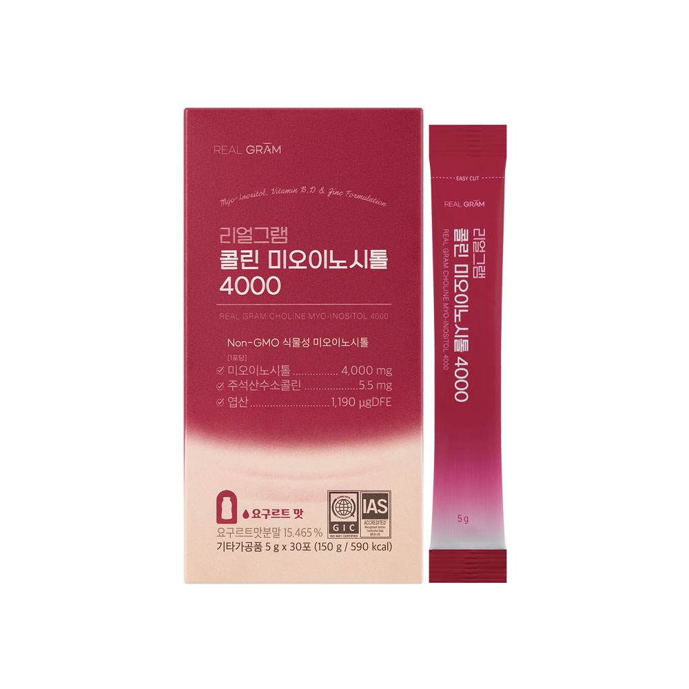 리얼그램 콜린 미오이노시톨 4000 엽산 아연 비타민 (1박스 30회분) - 22,620원
