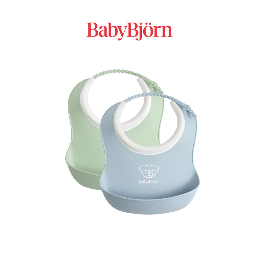 베이비뵨 스몰 베이비 빕 이유식 턱받이 세트, 라이트 그린/블루, 1개, 2개입 - 27,000원