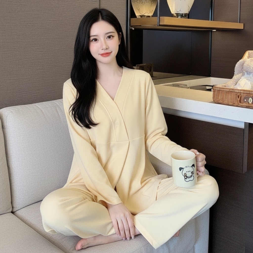 슬루아 코지 수유잠옷 상하세트 여성홈웨어 임산부 부드러운 파자마 임부복 - 29,800원