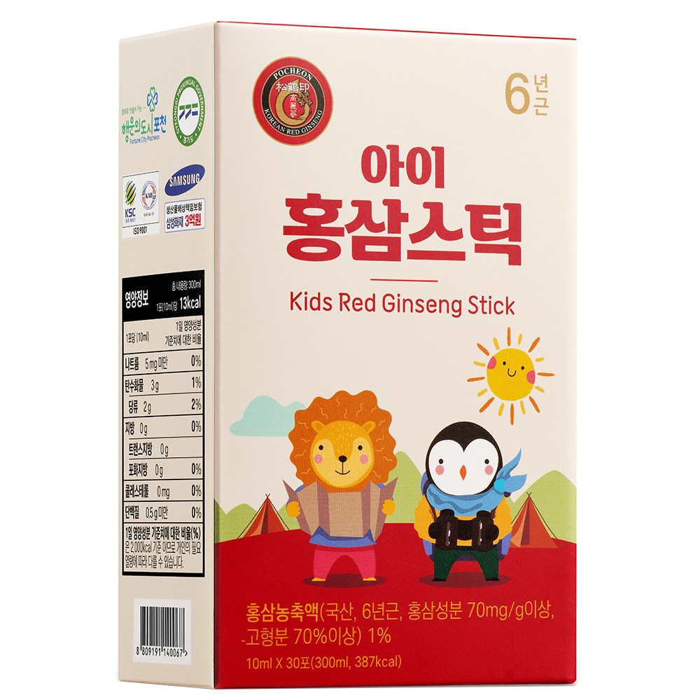 포천홍삼 아이홍삼스틱(6년근) 10ml x 30포, 1개, 300ml - 11,900원