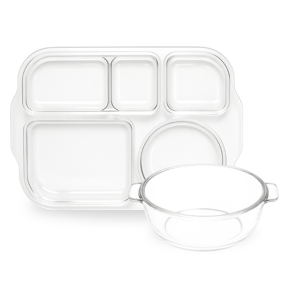 리빙메이트 국산 트라이탄 식판세트, 투명, 1세트, 식판 + 볼 - 21,750원