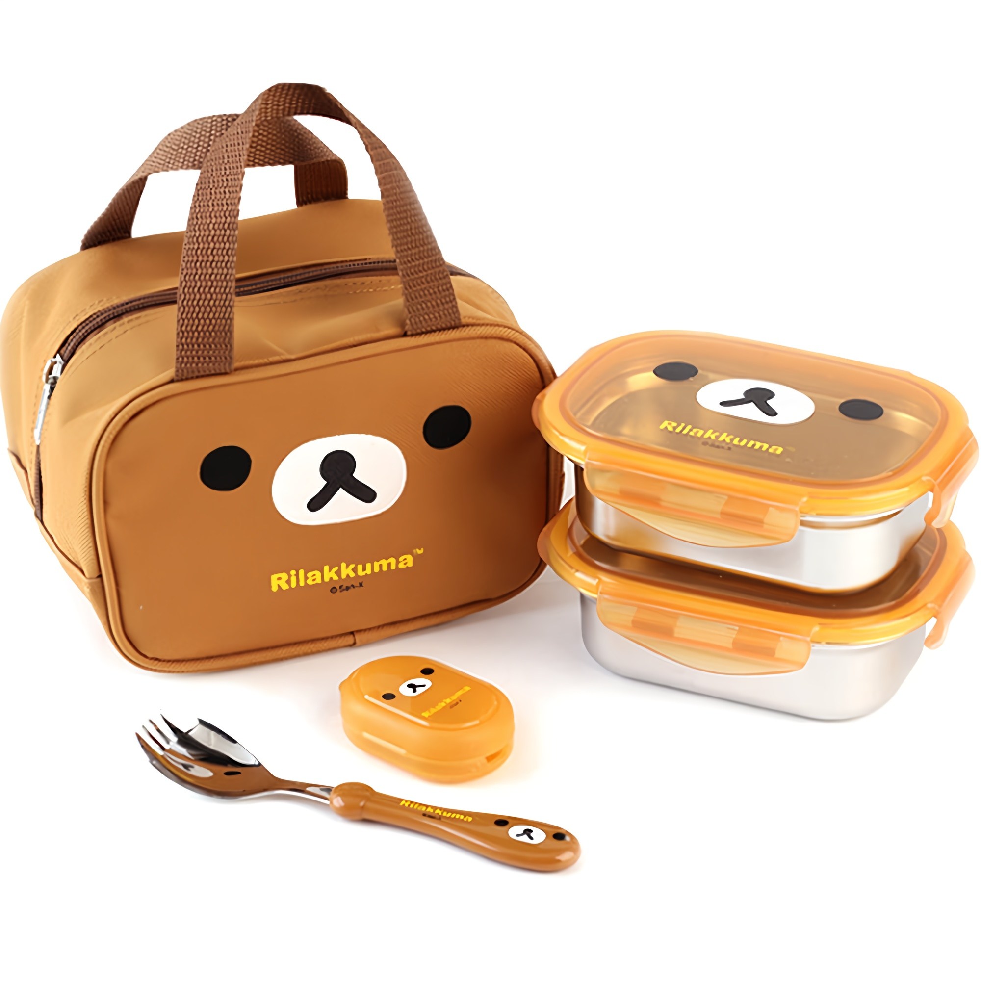 리락쿠마 아동용 2단 스텐 도시락 + 포크스푼 - 22,800원