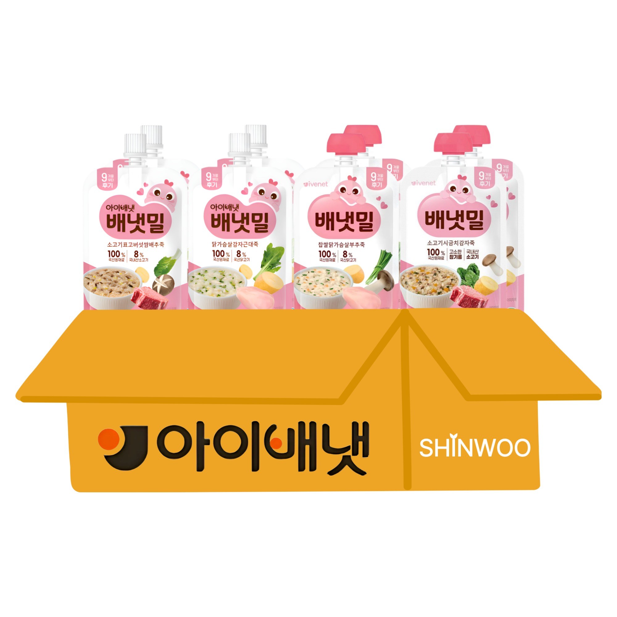 배냇밀 후기 이유식 4종 8개 소고기표고2닭가슴살감자2닭가슴살부추2시금치감자죽2 - 18,490원