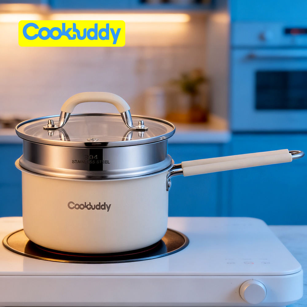 CookBuddy 304 스텐 찜기 이유식 냄비 인덕션 미니찜기 냄비, 1개, 유백색, 18cm - 32,900원