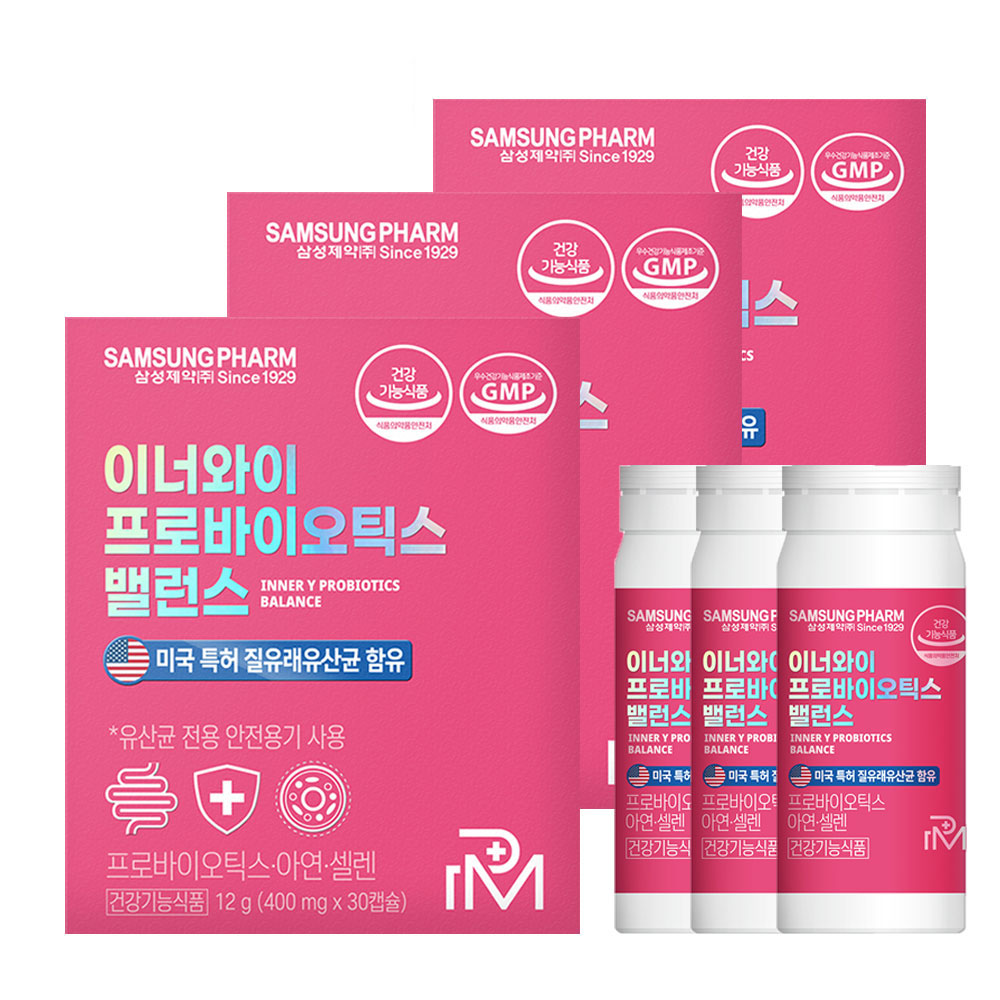 삼성제약 이너와이 프로바이오틱스 밸런스 질유래유산균, 3개, 30정 - 29,650원